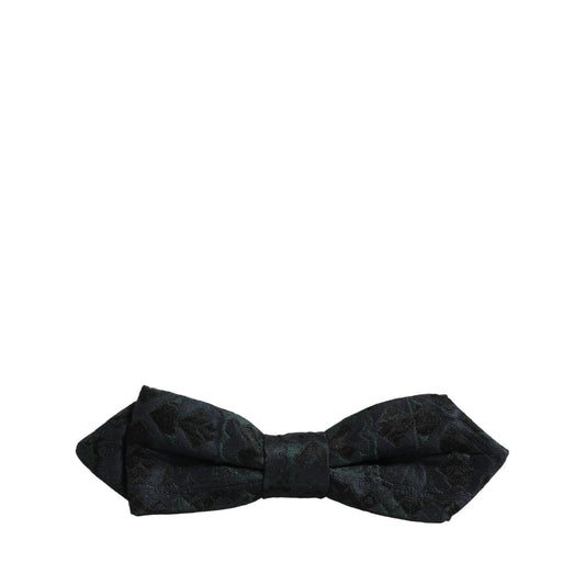 Dolce & Gabbana Men Black Green Paisley Adjustable Neck Papillon Bow Tie