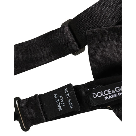 Dolce & Gabbana Men Black 100% Silk Adjustable Neck Papillon Bow Tie