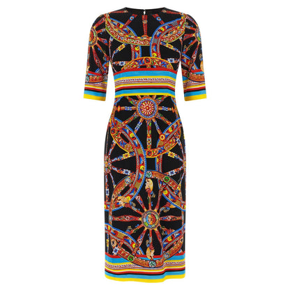 Dolce & Gabbana Multicolor Silk Midi Dress
