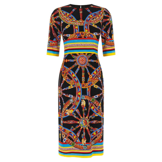 Dolce & Gabbana Multicolor Silk Midi Dress