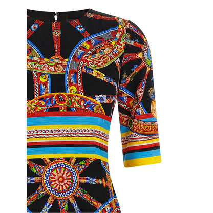 Dolce & Gabbana Multicolor Silk Midi Dress