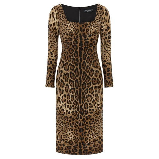 Dolce & Gabbana Brown Viscose Midi Dress