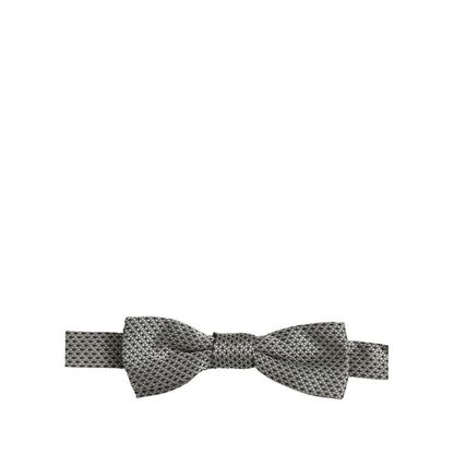Dolce & Gabbana Men Gray Silk Patterned Adjustable Neck Papillon Bow Tie