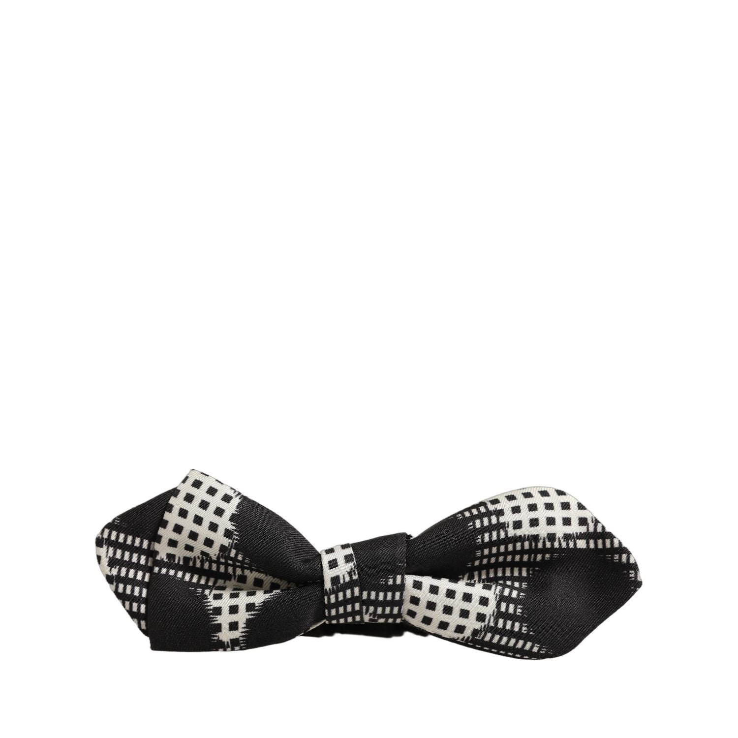 Dolce & Gabbana Dark Gray White Checkered Adjustable Neck Papillon Bow Tie