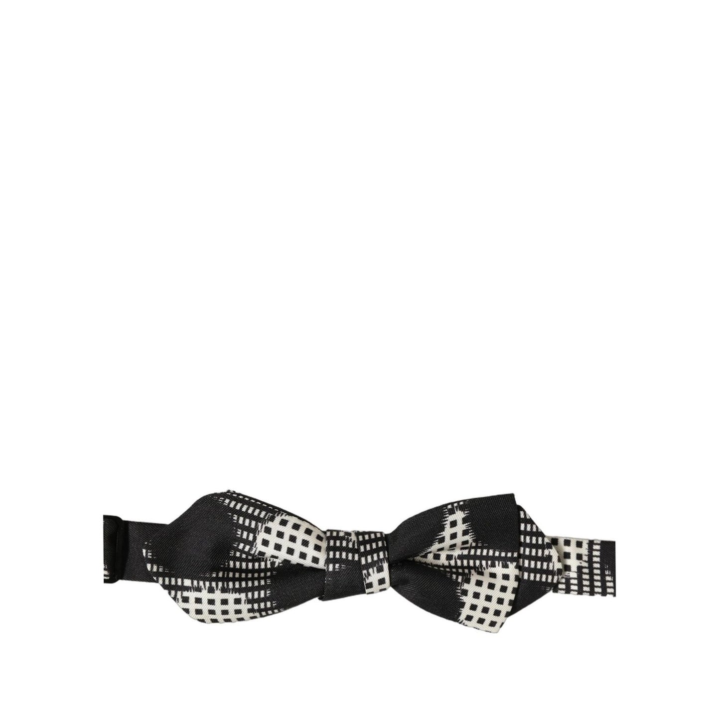 Dolce & Gabbana Dark Gray White Checkered Adjustable Neck Papillon Bow Tie