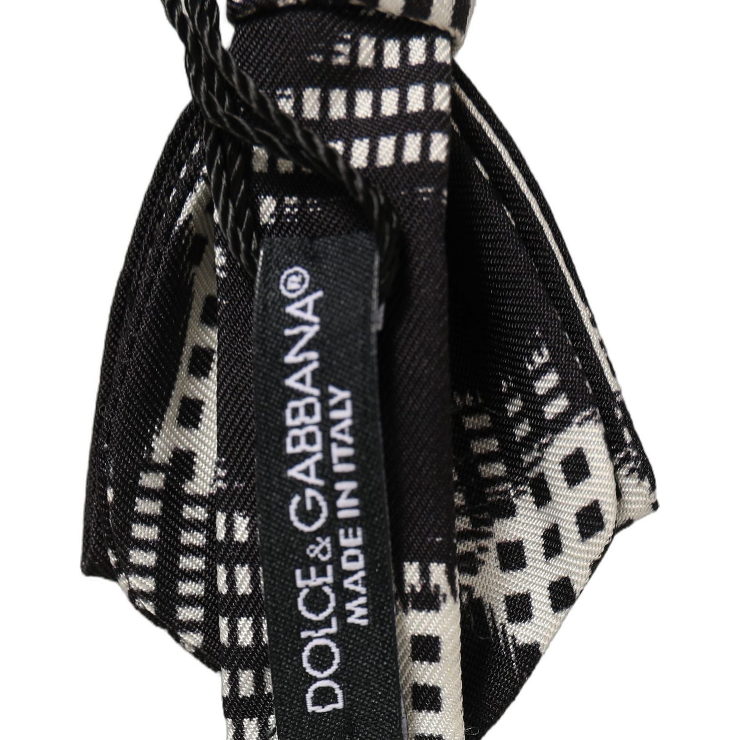 Dolce & Gabbana Dark Gray White Checkered Adjustable Neck Papillon Bow Tie