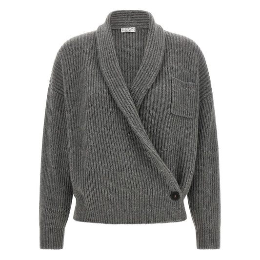 Brunello Cucinelli Gray Cashmere Cardigan