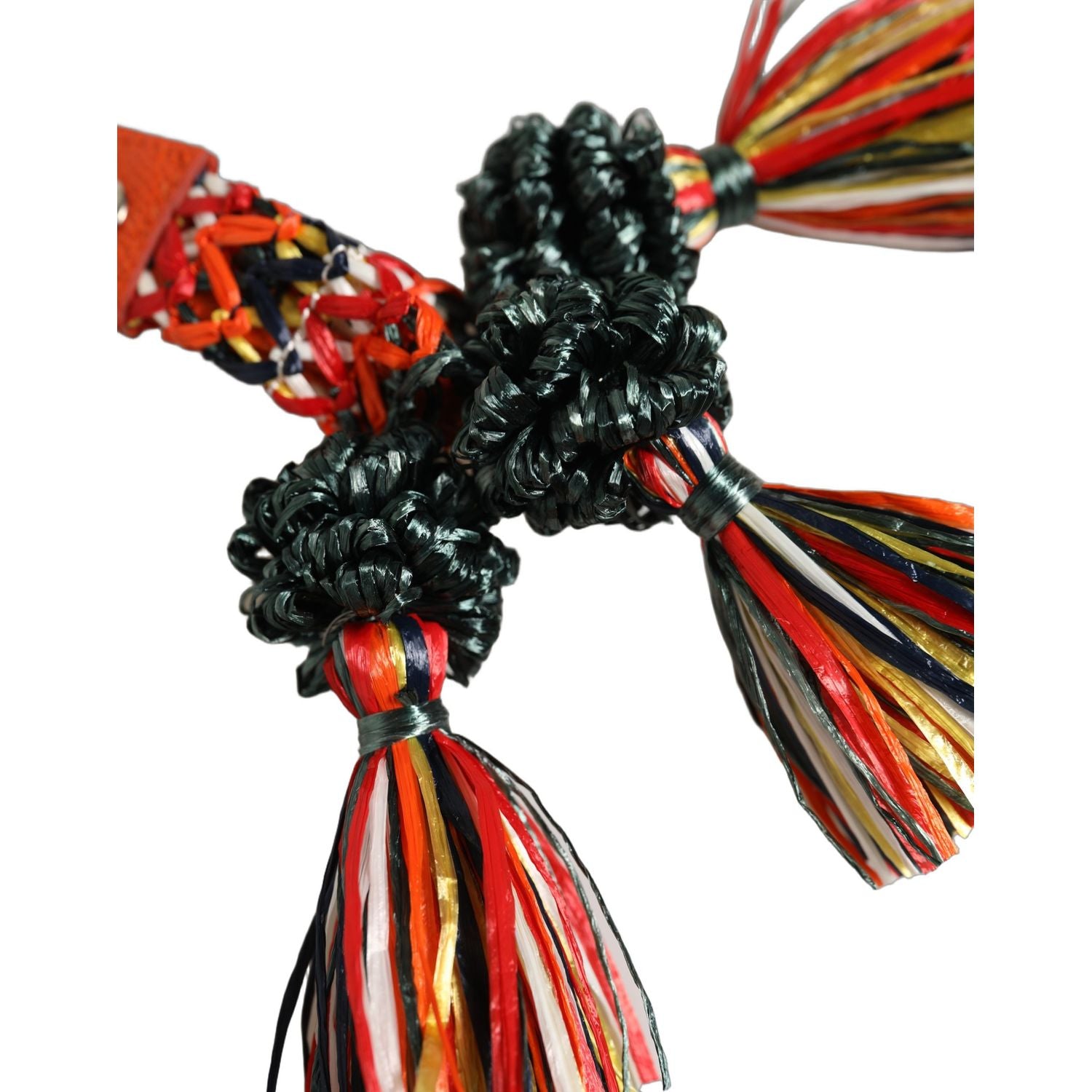 Dolce & Gabbana Raffia Leather Clasp Finder Chain Keyring Multicolor