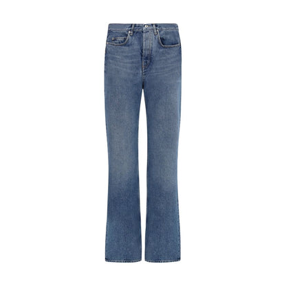 Off-White Blue Cotton Straight-Leg Jeans
