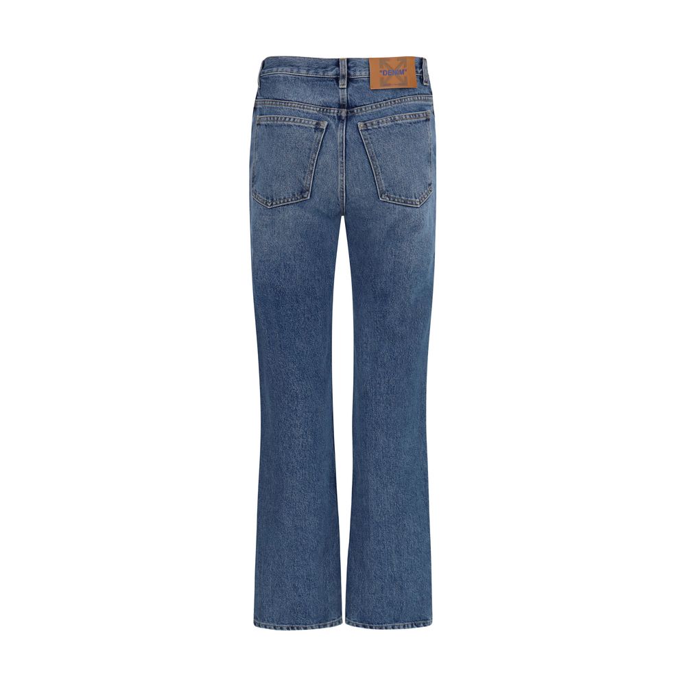 Off-White Blue Cotton Straight-Leg Jeans