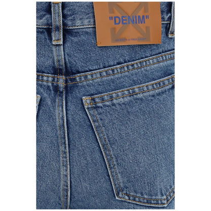 Off-White Blue Cotton Straight-Leg Jeans