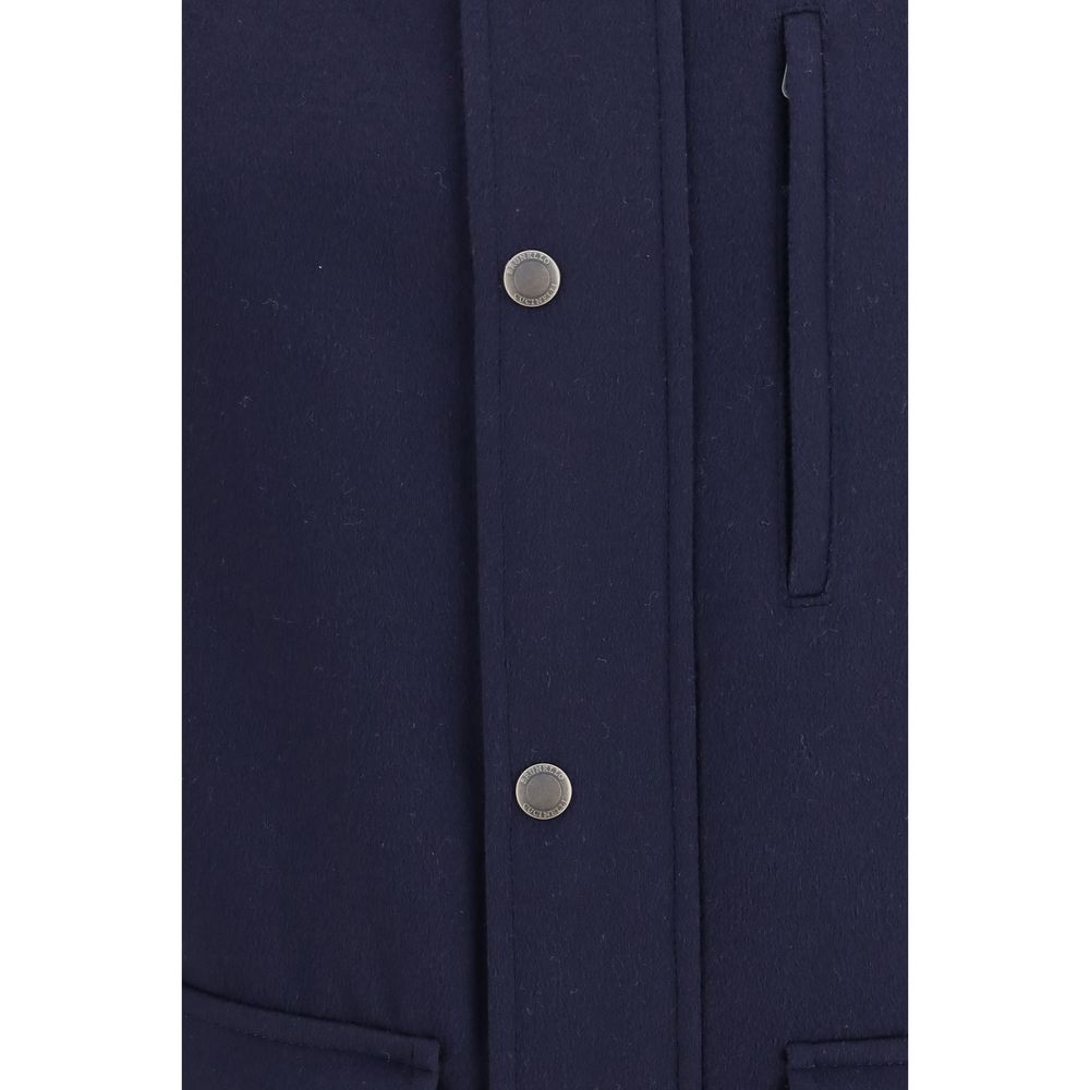Brunello Cucinelli Blue Wool Oves Aries Full-Length Jacket
