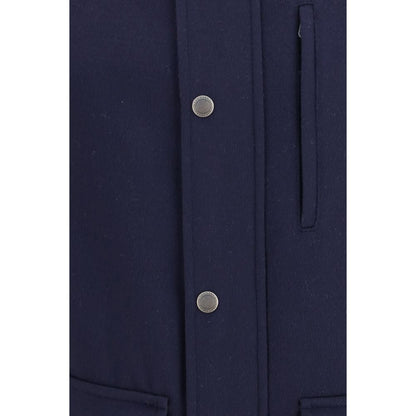 Brunello Cucinelli Blue Wool Oves Aries Full-Length Jacket
