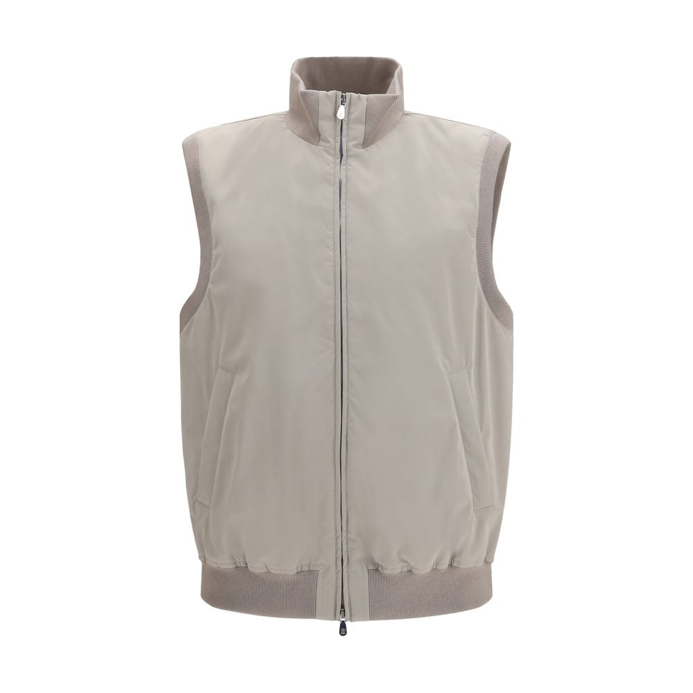 Brunello Cucinelli Gray Polyester Sleeveless Jacket