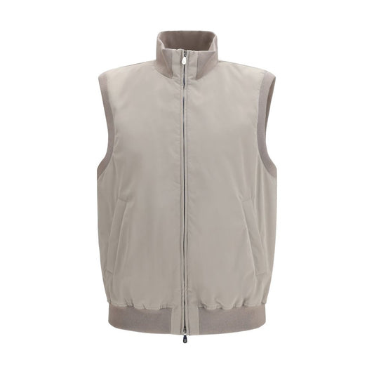 Brunello Cucinelli Gray Polyester Sleeveless Jacket