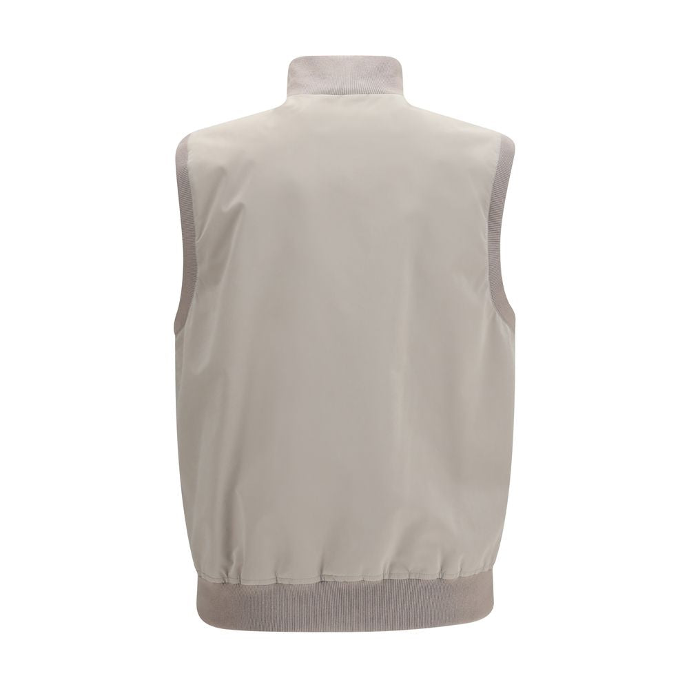 Brunello Cucinelli Gray Polyester Sleeveless Jacket
