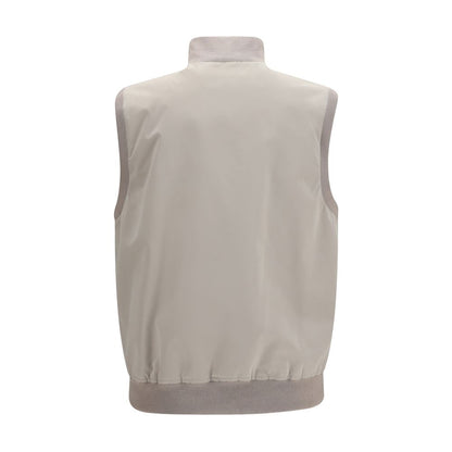 Brunello Cucinelli Gray Polyester Sleeveless Jacket
