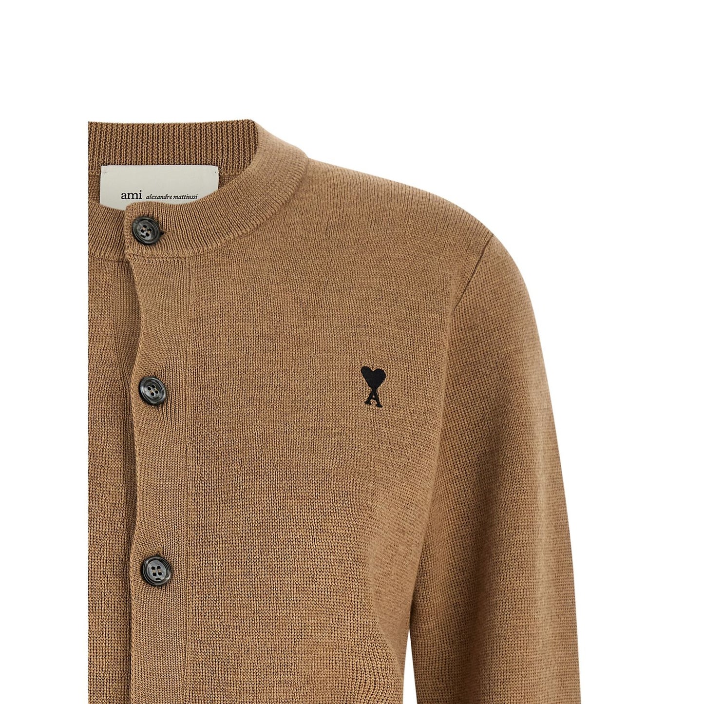 Ami Paris Beige Wool Cardigan