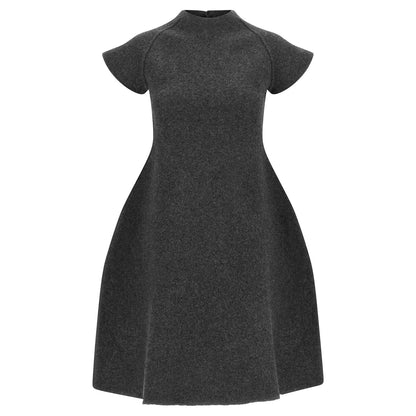 Jil Sander Gray Virgin Wool Midi Dress