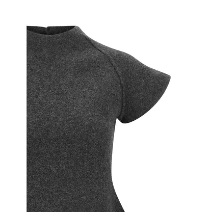Jil Sander Gray Virgin Wool Midi Dress