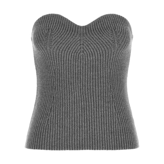 Jil Sander Gray Virgin Wool Blouse