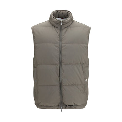 Brunello Cucinelli Gray Polyester Sleeveless Jacket