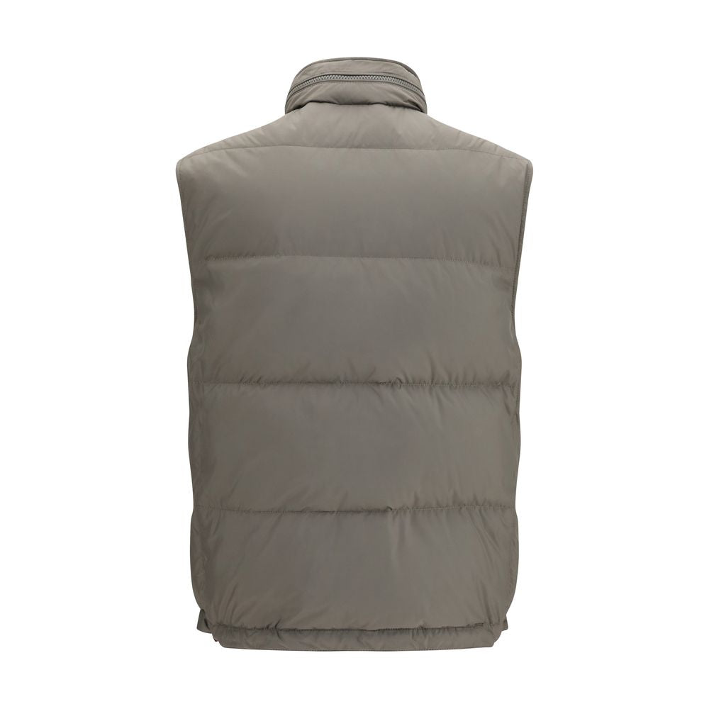 Brunello Cucinelli Gray Polyester Sleeveless Jacket