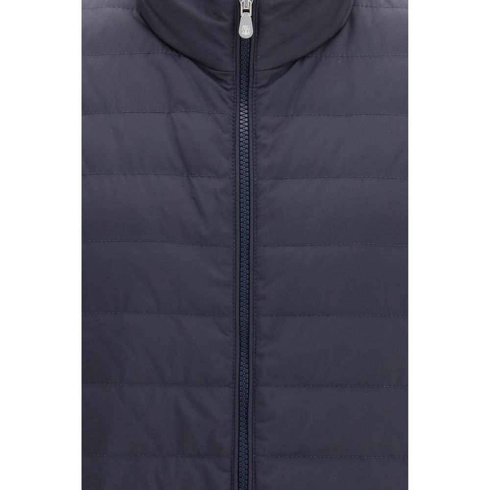 Brunello Cucinelli Blue Polyester Sleeveless Jacket