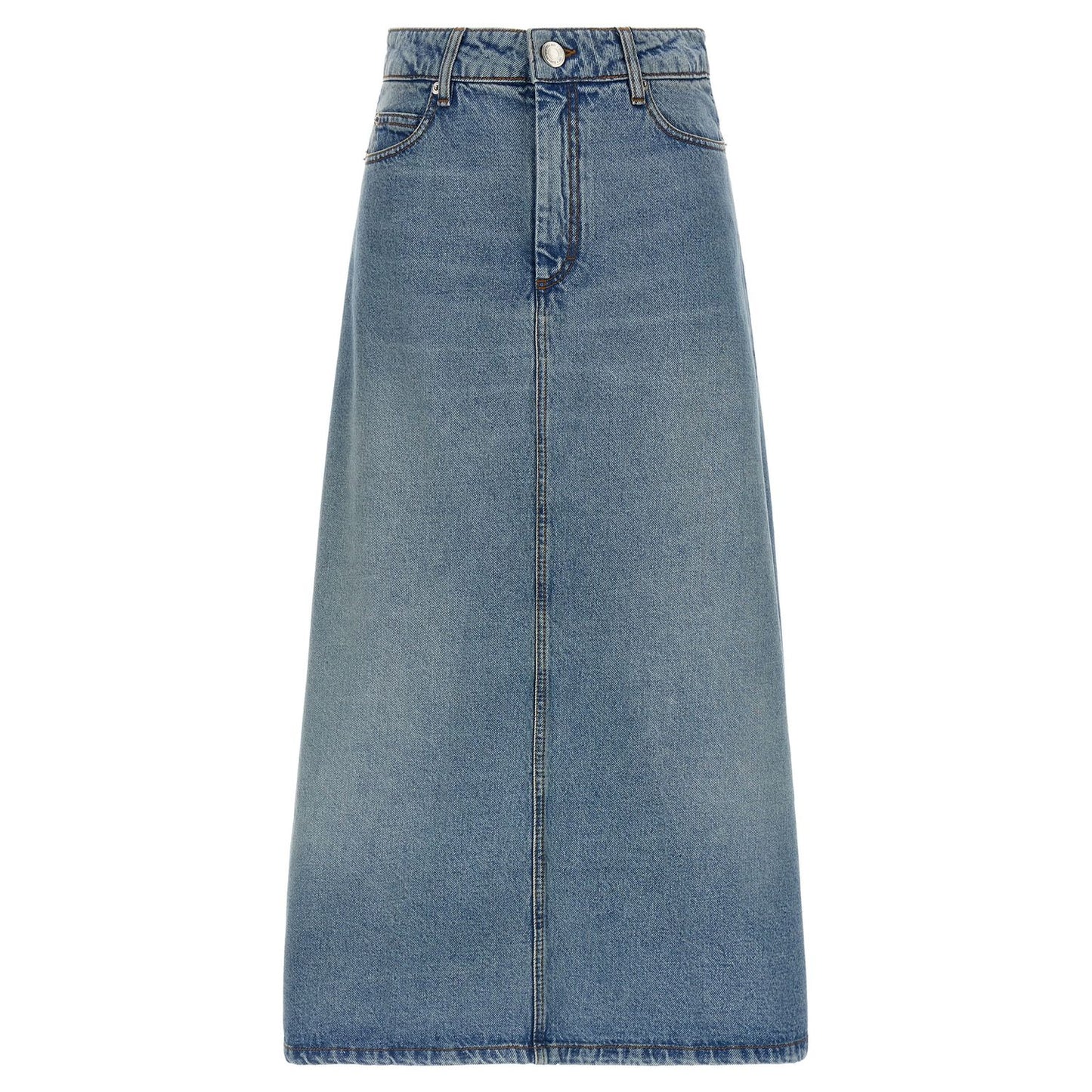 Ami Paris Blue Cotton Midi Skirt