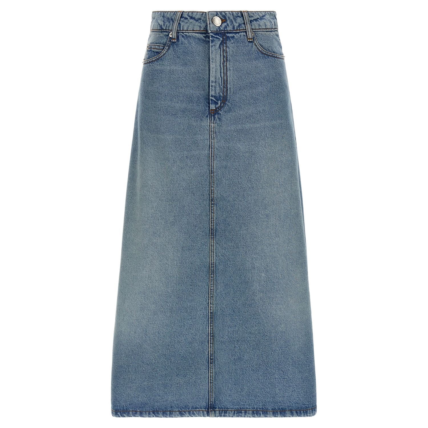 Ami Paris Blue Cotton Midi Skirt