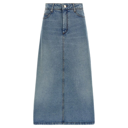 Ami Paris Blue Cotton Midi Skirt