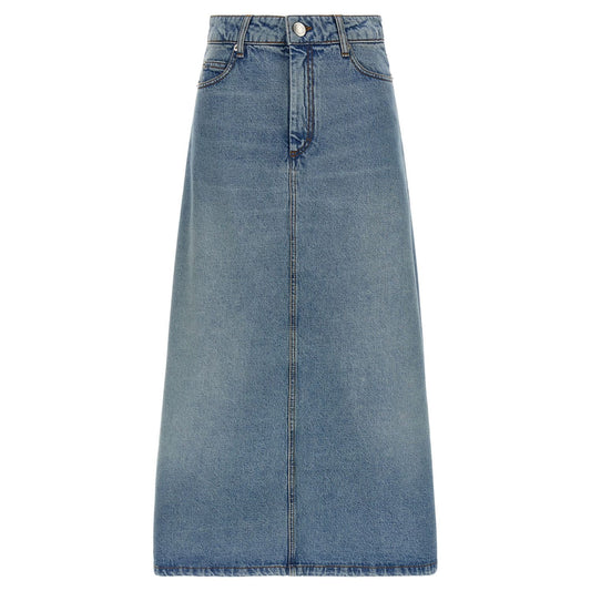 Ami Paris Blue Cotton Midi Skirt