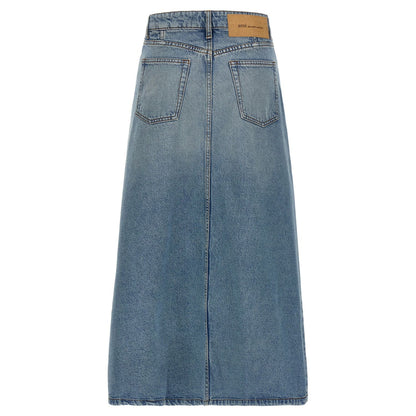 Ami Paris Blue Cotton Midi Skirt