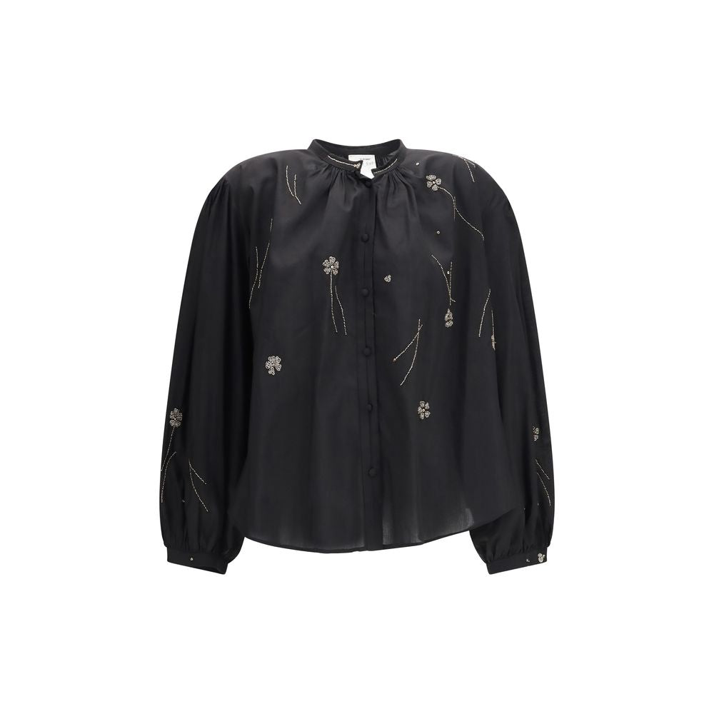 Forte_Forte Black Cotton Pattern Shirt