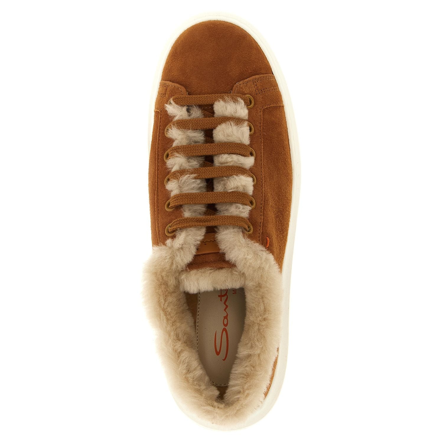 Santoni Brown Goatskin Low Top Sneakers