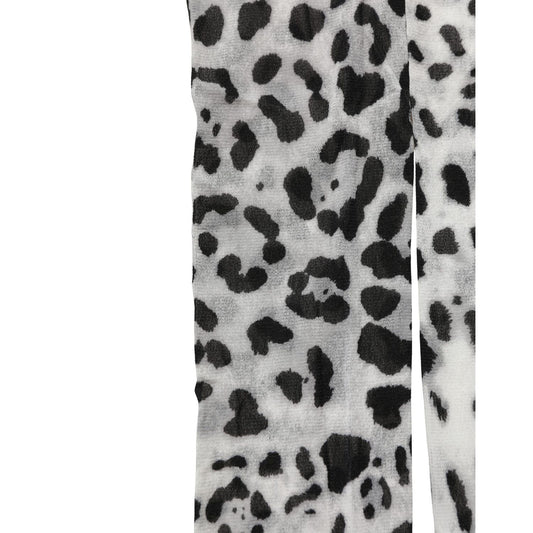 Dolce & Gabbana Gray Leopard Nylon Tights Stocking Pantyhose Socks