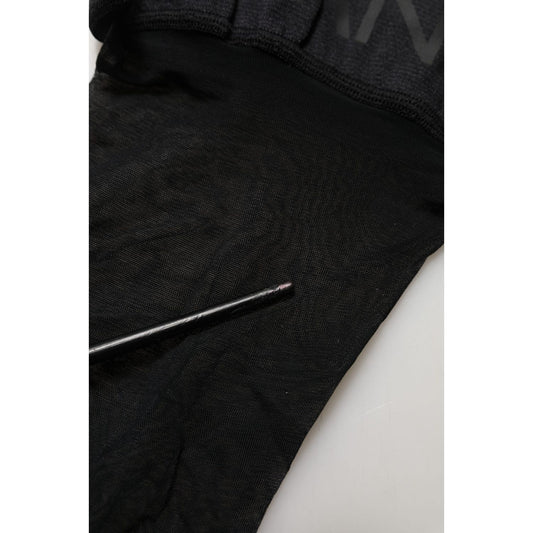 Dolce & Gabbana Black Nylon Logo Calf Long Women Accessory Socks