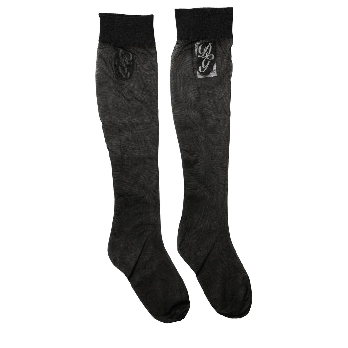 Dolce & Gabbana Black Nylon Mesh Sheer Calf Long Accessory Socks