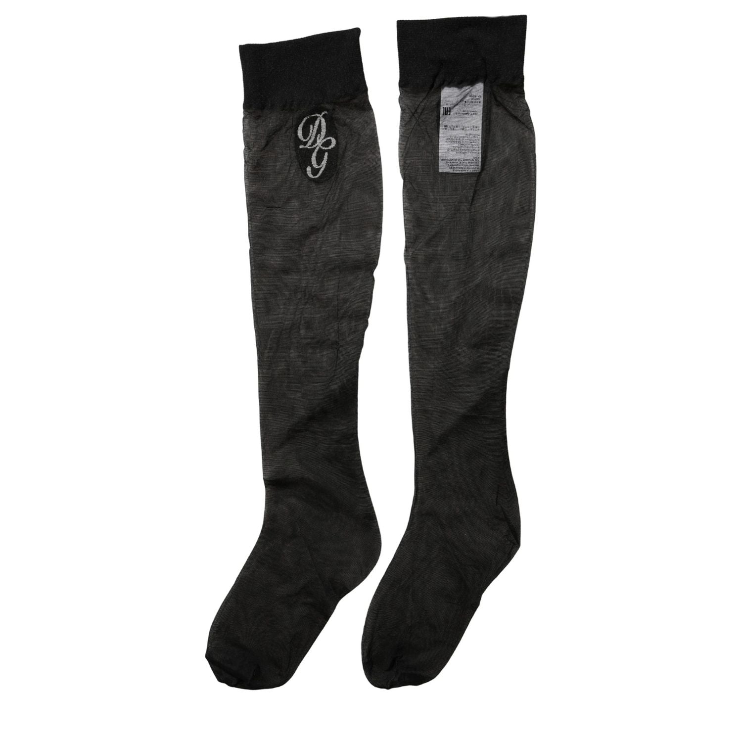 Dolce & Gabbana Black Nylon Mesh Sheer Calf Long Accessory Socks
