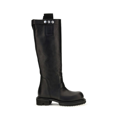 Rick Owens Black Calf Leather Bos Taurus Rain Boots