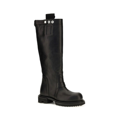 Rick Owens Black Calf Leather Bos Taurus Rain Boots