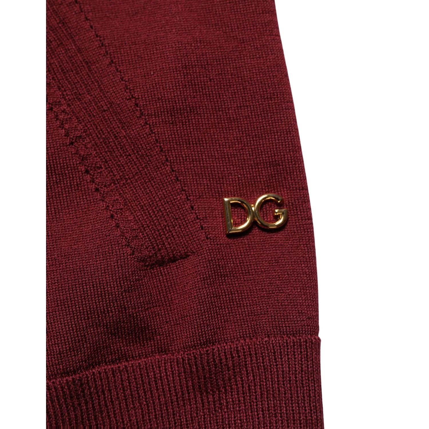 Dolce & Gabbana Maroon Wool Knitted CrewNeck Pullover Sweater