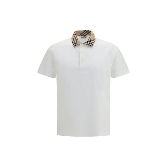 Burberry White Cotton Polo Shirt