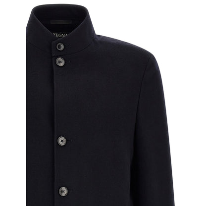 ZEGNA Blue Cashmere Full-Length Jacket