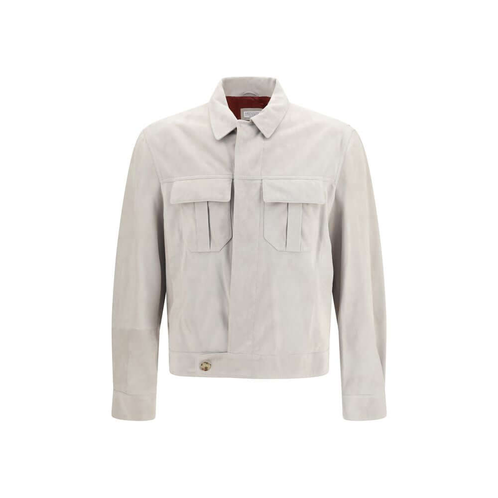 Brunello Cucinelli Beige Leather Leather Jacket