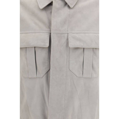 Brunello Cucinelli Beige Leather Leather Jacket