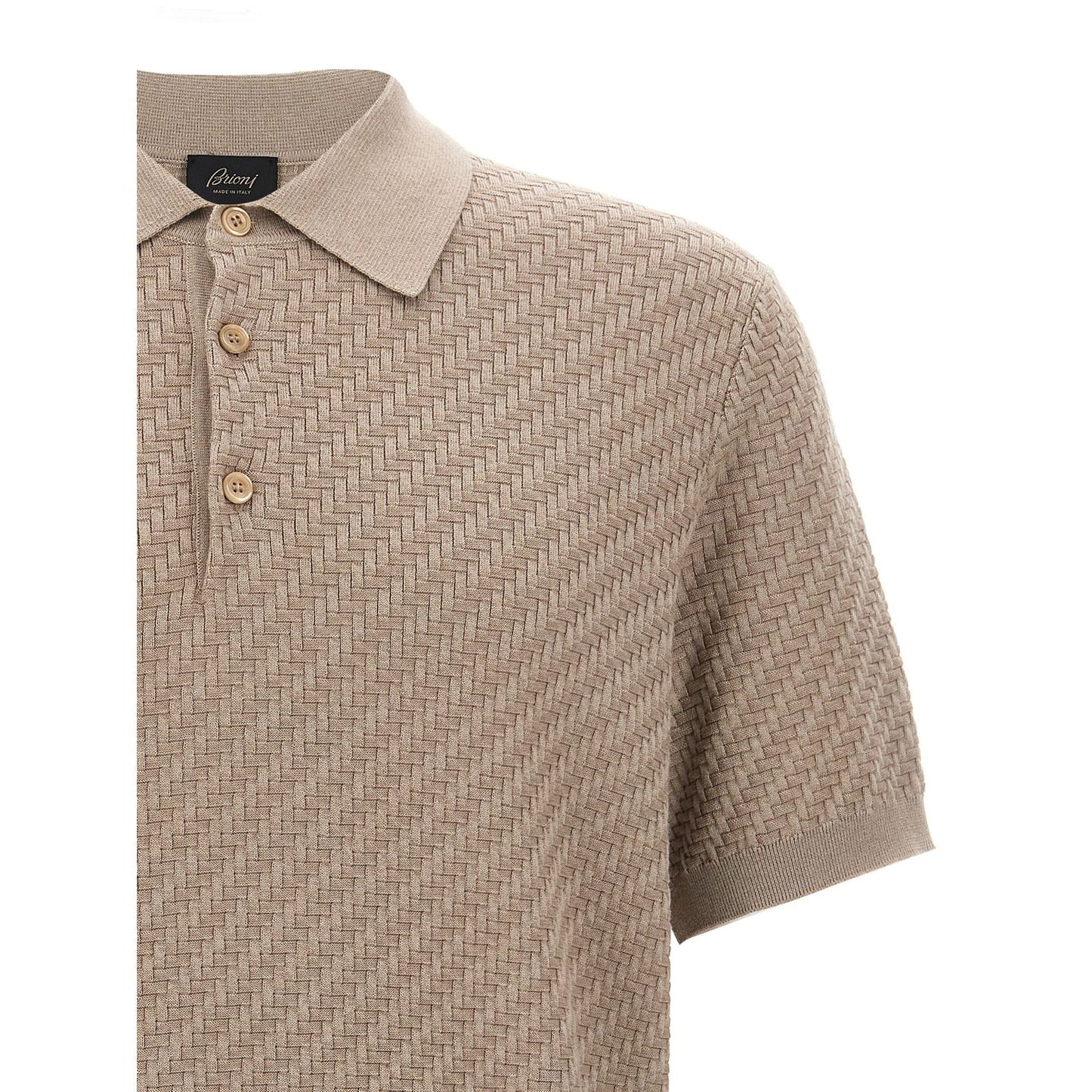 Brioni Beige Cotton Polo Shirt