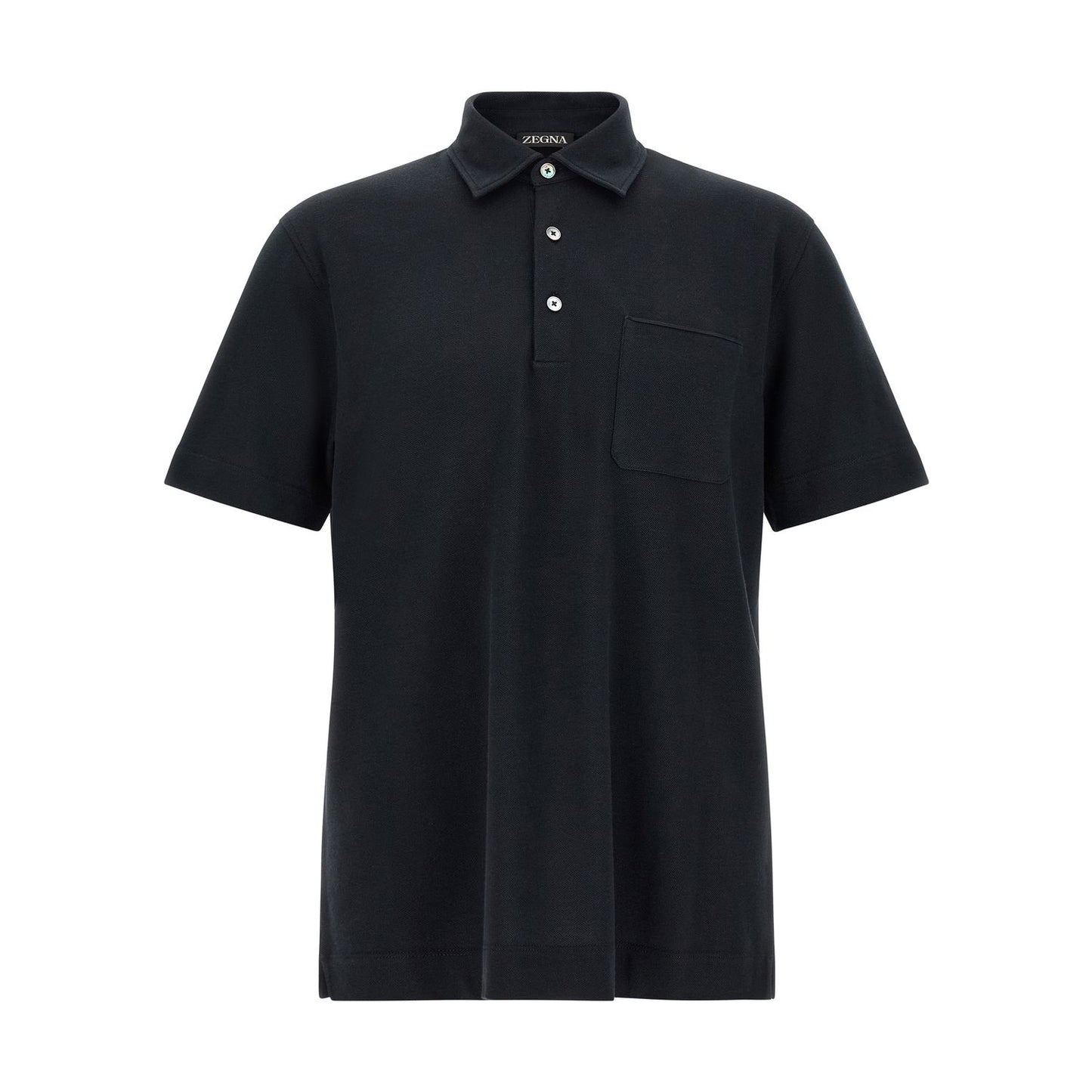 ZEGNA Blue Cotton Polo Shirt