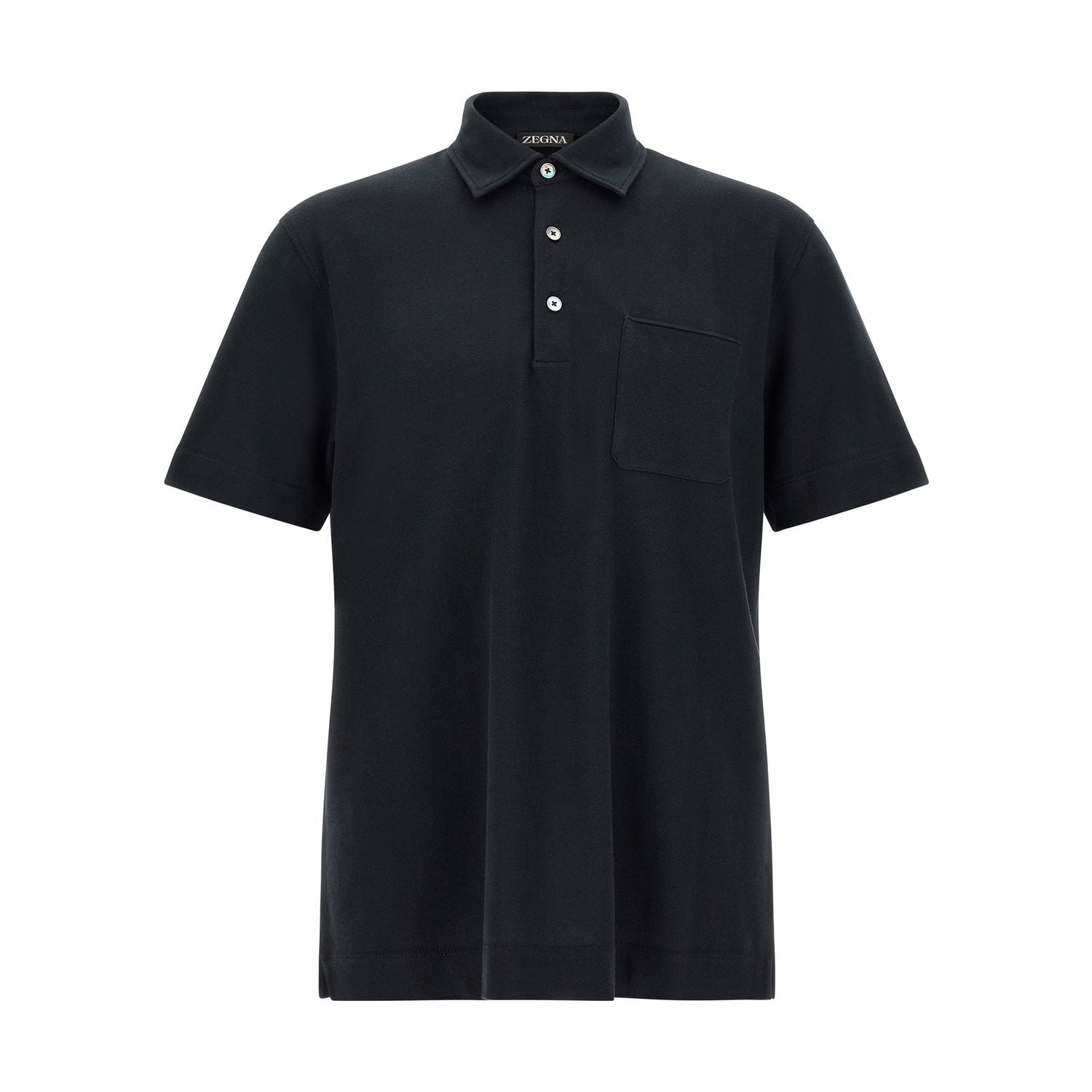 ZEGNA Blue Cotton Polo Shirt
