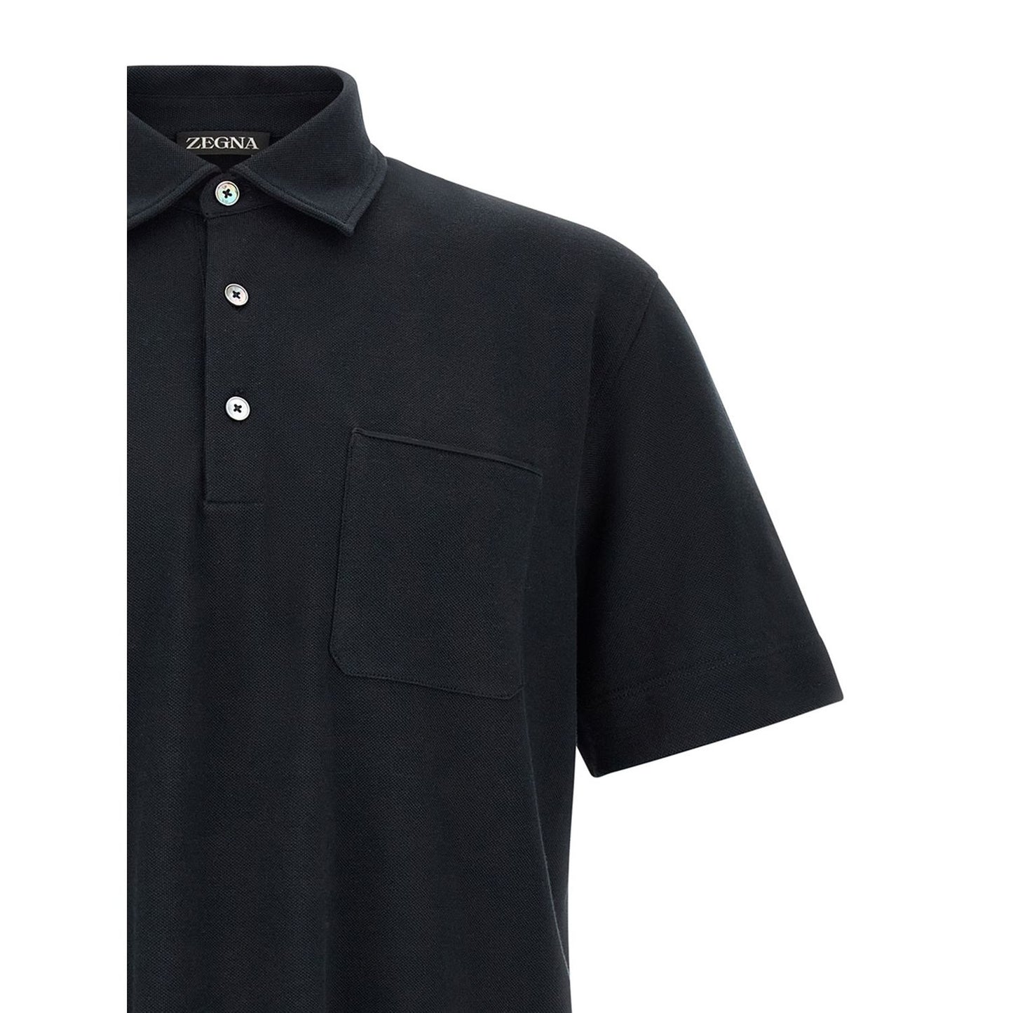 ZEGNA Blue Cotton Polo Shirt